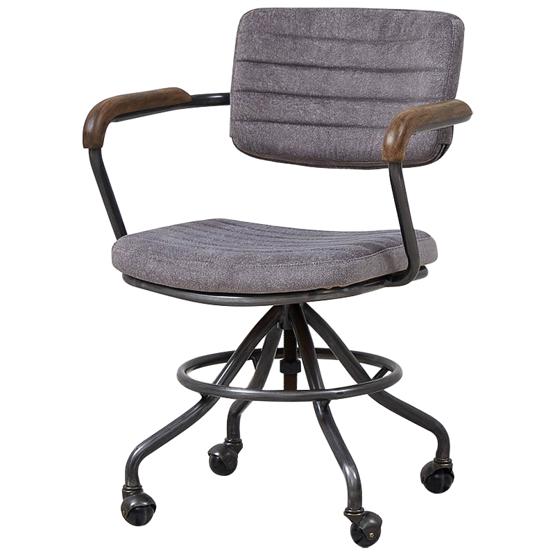 Кресло на колесах Lyndon Chair Серый Коричневый Черный Кресло на колесах Lyndon Chair Серый Коричневый Черный в Рязани | Loft Concept