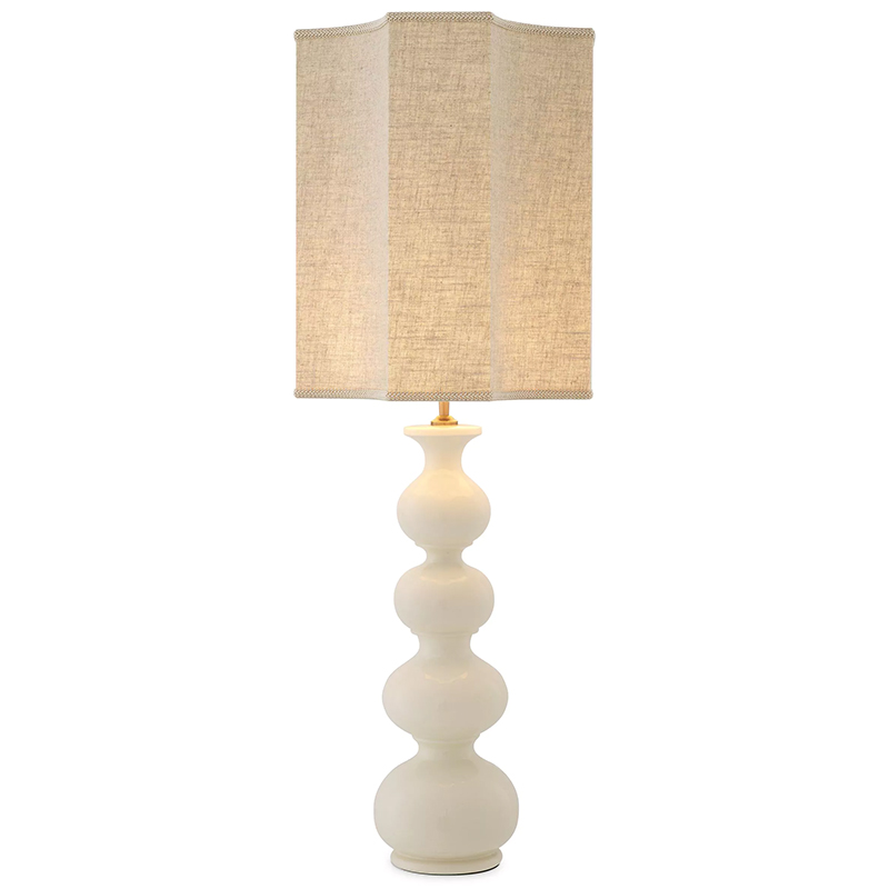 Настольная лампа Eichholtz Table Lamp Mabel Ceramic Бежево-серый Латунь Белый Настольная лампа Eichholtz Table Lamp Mabel Ceramic Бежево-серый Латунь Белый в Рязани | Loft Concept