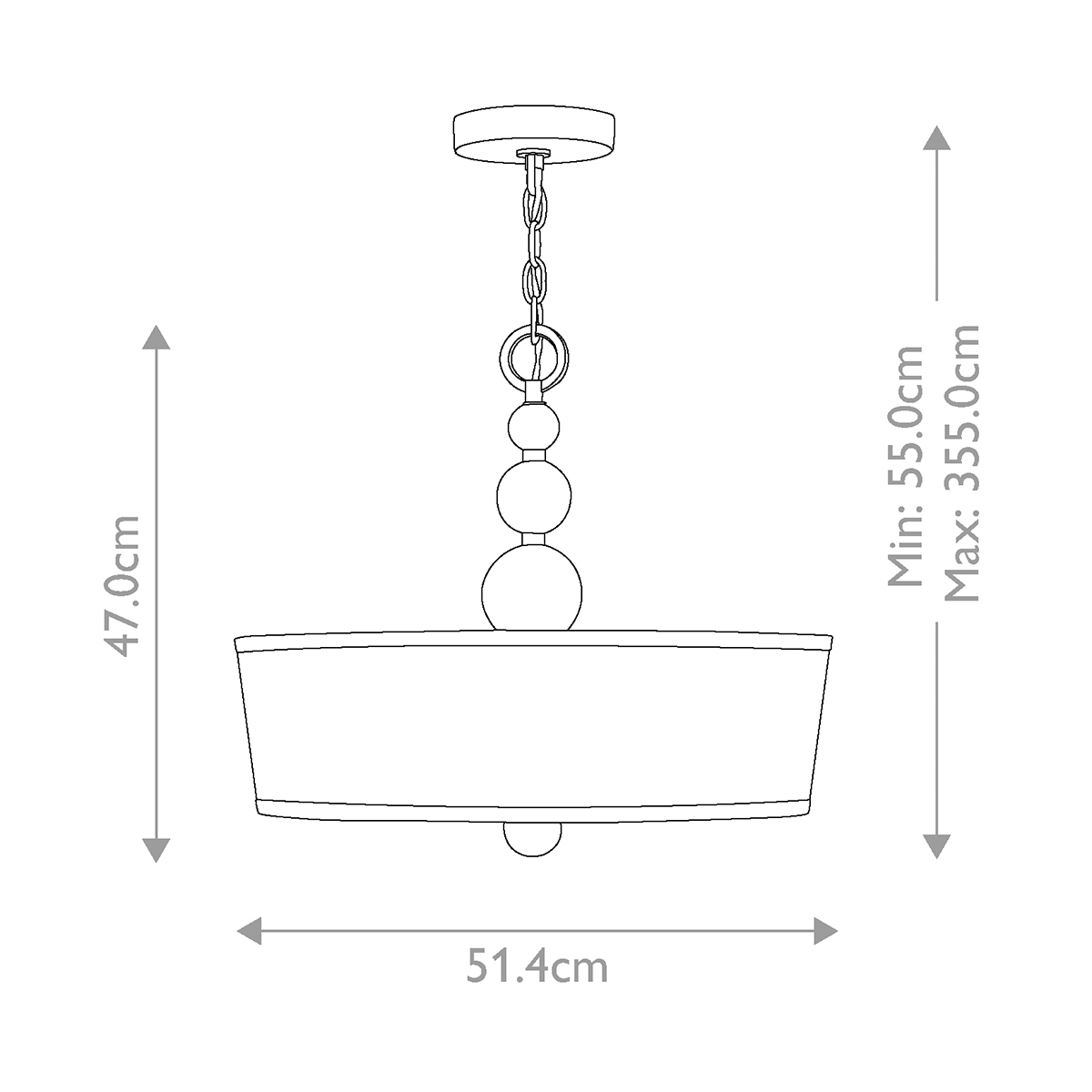 Люстра подвесная с белым тканевым цилиндрическим абажуром и декоративными шарами Hinkley в Рязани