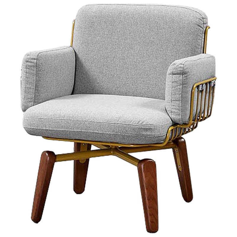 Кресло Frankie Armchair Светло-серый Коричневый Бронза Кресло Frankie Armchair Светло-серый Коричневый Бронза в Рязани | Loft Concept