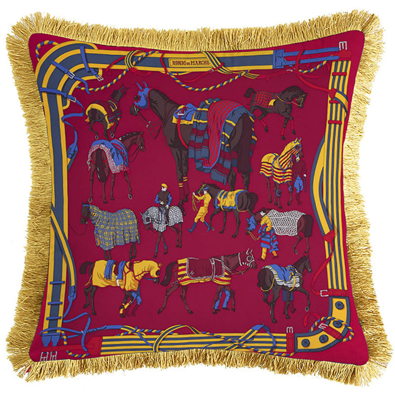 Декоративная подушка Hermes Horses Red 134 Красный Мульти Золотой Декоративная подушка Hermes Horses Red 134 Красный Мульти Золотой в Рязани | Loft Concept