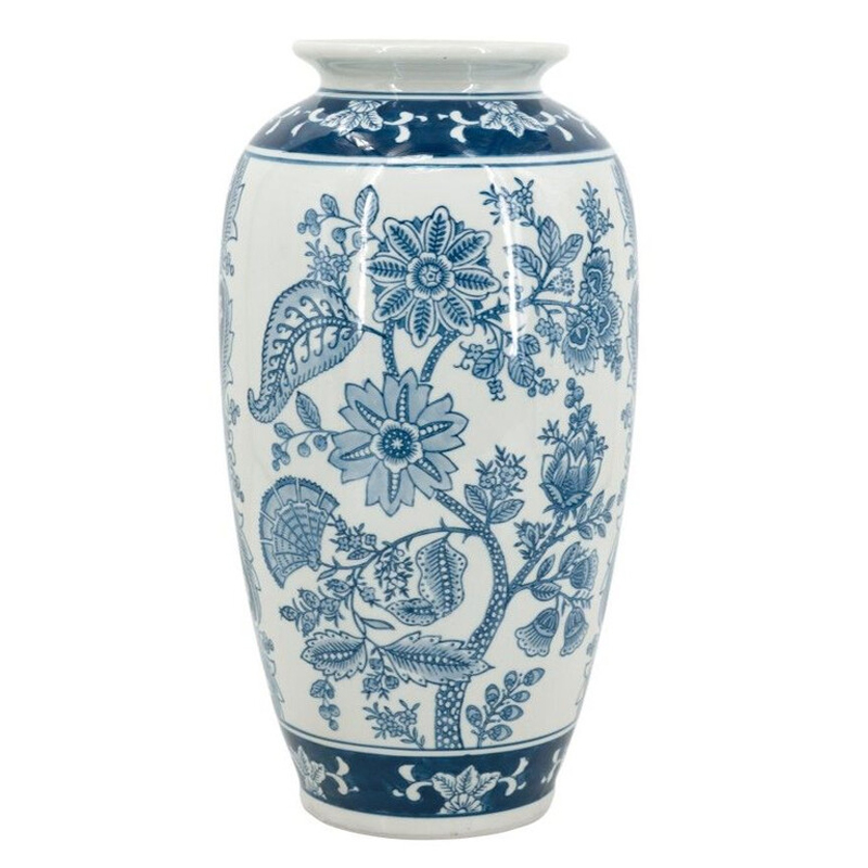 Ваза с синим цветочным орнаментом Blue & White Ornament  Белый Синий в Рязани | Loft Concept 