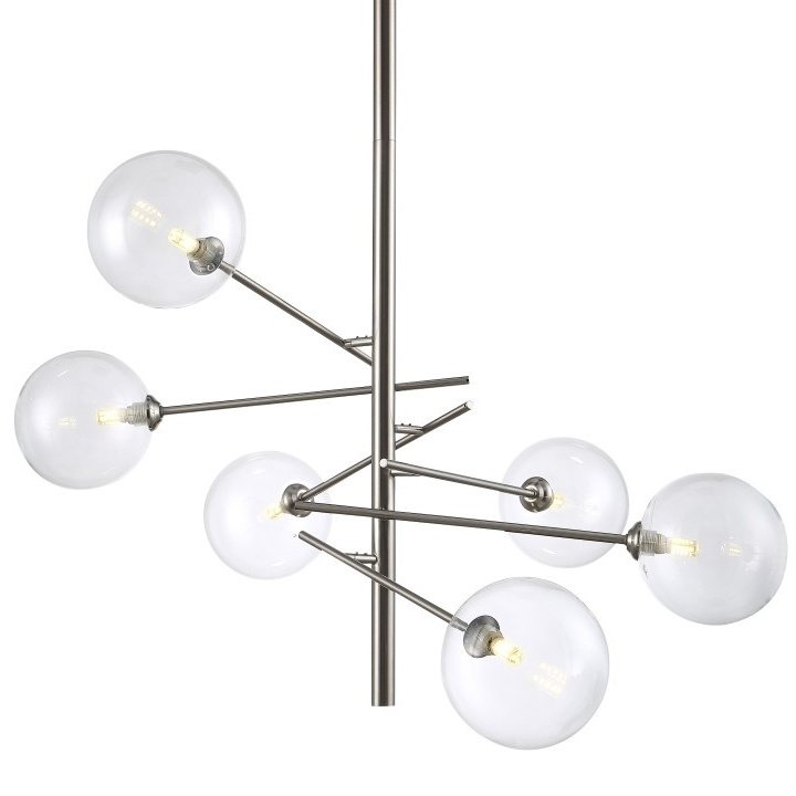 Люстра Gallotti & Radice Straight Nickel 6 Никель Прозрачное Стекло Люстра Gallotti & Radice Straight Nickel 6 Никель Прозрачное Стекло в Рязани | Loft Concept