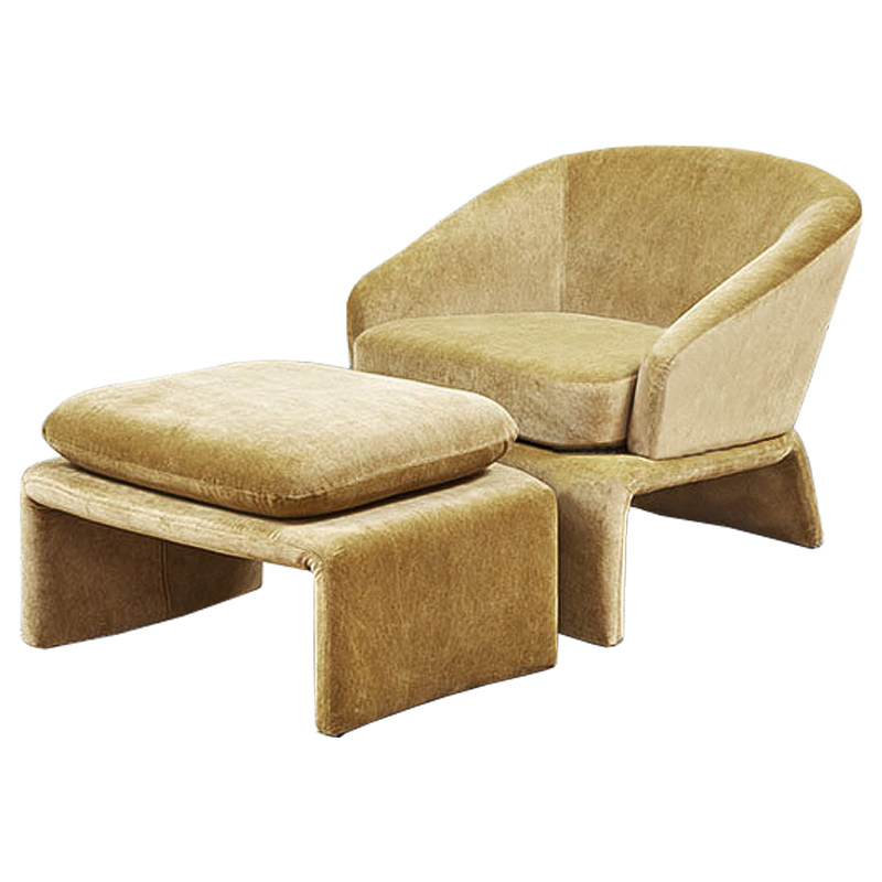 Кресло и пуф Connor Armchair Песочный Кресло и пуф Connor Armchair Песочный в Рязани | Loft Concept