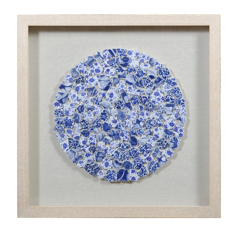 Панно Blue and White Mosaic circle Белый Синий Бежевый Панно Blue and White Mosaic circle Белый Синий Бежевый в Рязани | Loft Concept