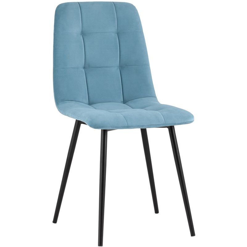 Стул NANCY S-2 Chair Голубой Велюр Голубой пастельный Черный Стул NANCY S-2 Chair Голубой Велюр Голубой пастельный Черный в Рязани | Loft Concept