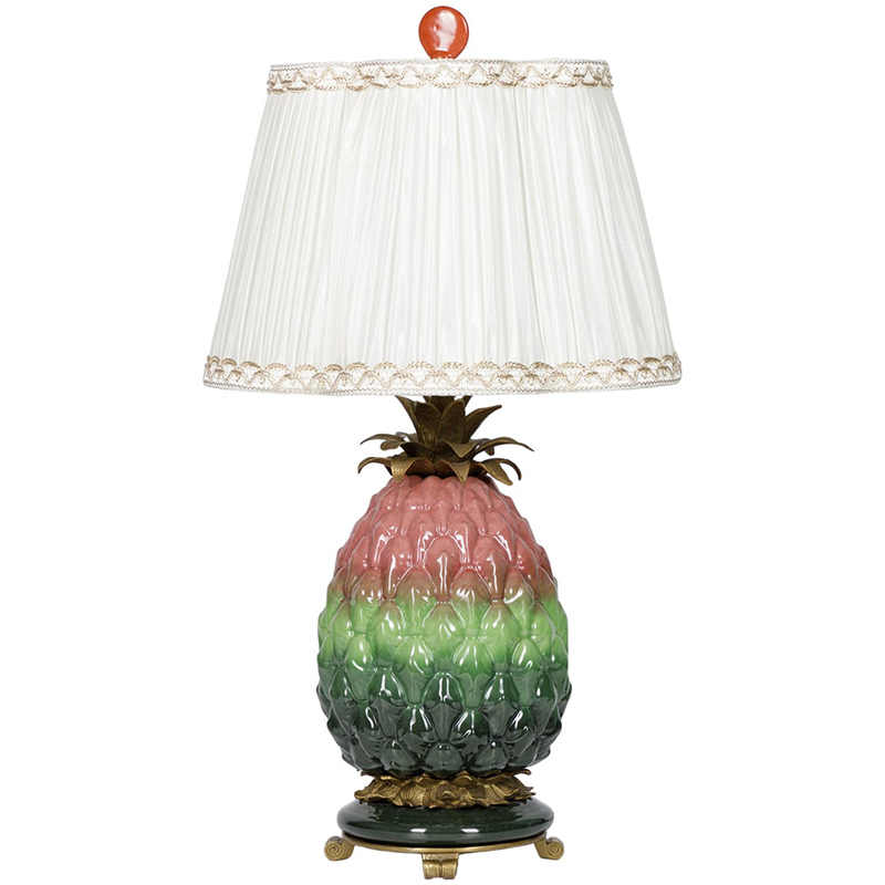 Настольная лампа с абажуром Pineapple Pink Green Table Lamp Белый Розовый Зеленый Салатовый Бронза Настольная лампа с абажуром Pineapple Pink Green Table Lamp Белый Розовый Зеленый Салатовый Бронза в Рязани | Loft Concept