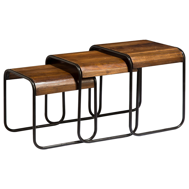 Комплект из 3-х приставных столов Sydney Side Tables Коричневый Черный Комплект из 3-х приставных столов Sydney Side Tables Коричневый Черный в Рязани | Loft Concept