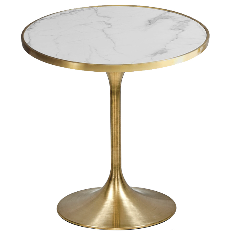 Обеденный стол Lovisa Table Circle Белый Латунь сатинированная Обеденный стол Lovisa Table Circle Белый Латунь сатинированная в Рязани | Loft Concept