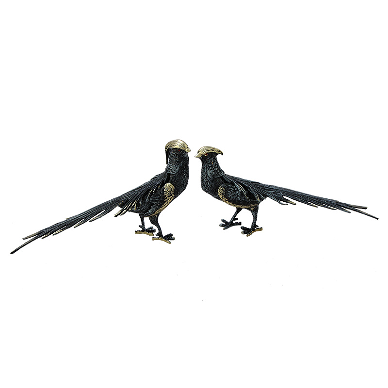 Статуэтка бронзовая пара Фазаны синие Bronze Birds Бронза Синий Статуэтка бронзовая пара Фазаны синие Bronze Birds Бронза Синий в Рязани | Loft Concept