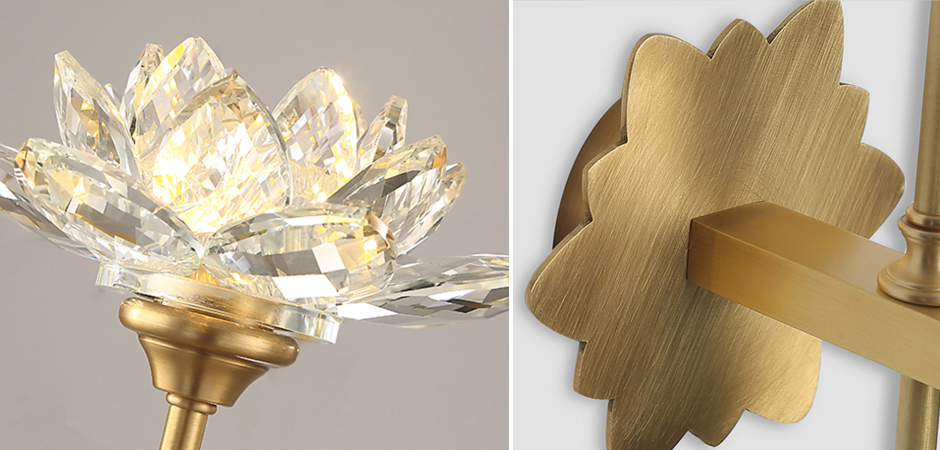 Настенный светильник Хрустальный Цветок Лотоса Lotus flower Wall Clear Glass C - фото №1