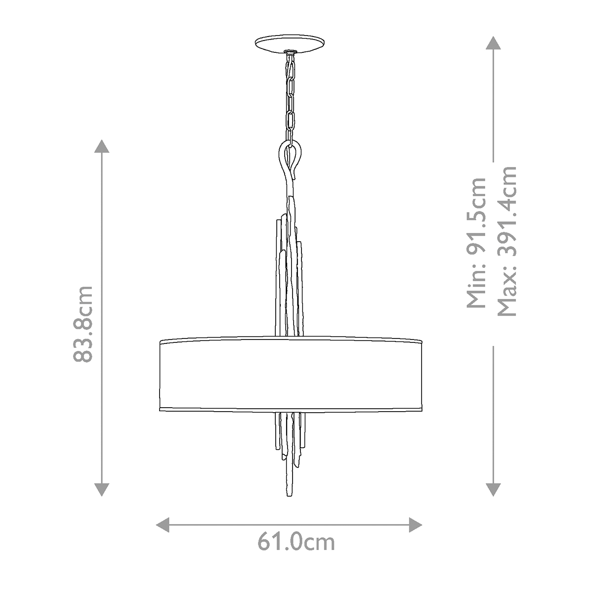 Люстра подвесная с широким белым текстильным абажуром и вертикальными декоративными элементами Hinkley в Рязани