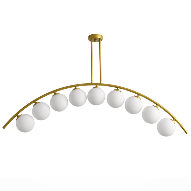 Светильник Ceiling lamp arc and balls Золотой Белое матовое стекло Светильник Ceiling lamp arc and balls Золотой Белое матовое стекло в Рязани | Loft Concept
