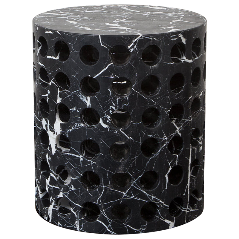 Приставной стол Perforated Side Table дизайн Kelly Wearstler Черный Мрамор Nero Черно-белый Приставной стол Perforated Side Table дизайн Kelly Wearstler Черный Мрамор Nero Черно-белый в Рязани | Loft Concept