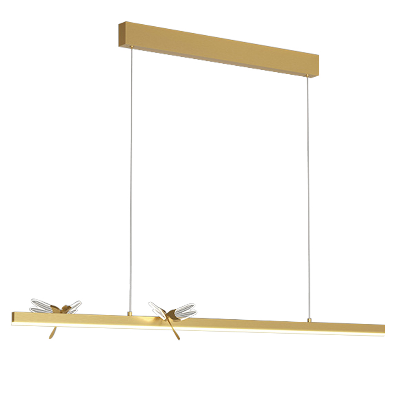 Линейный светильник со стрекозами Dragonfly Linear Chandelier Gold Золотой Прозрачный Линейный светильник со стрекозами Dragonfly Linear Chandelier Gold Золотой Прозрачный в Рязани | Loft Concept