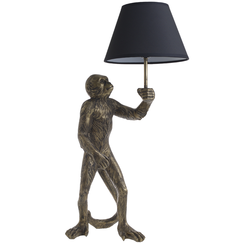 Настольная лампа Monkey with Black Lampshade Золотой Черный в Рязани | Loft Concept 