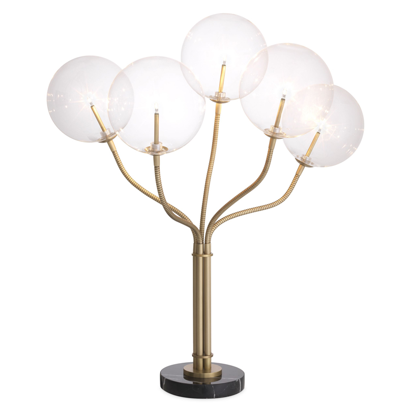 Настольная лампа Eichholtz Table Lamp Elon Латунь Античная полированная Прозрачный Черный Мрамор Nero Настольная лампа Eichholtz Table Lamp Elon Латунь Античная полированная Прозрачный Черный Мрамор Nero в Рязани | Loft Concept