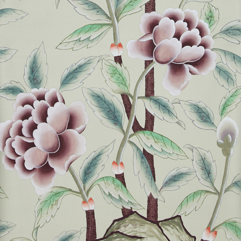 Обои ручная роспись Korean Peony Special Colourway on Icefield dyed silk Обои ручная роспись Korean Peony Special Colourway on Icefield dyed silk в Рязани | Loft Concept