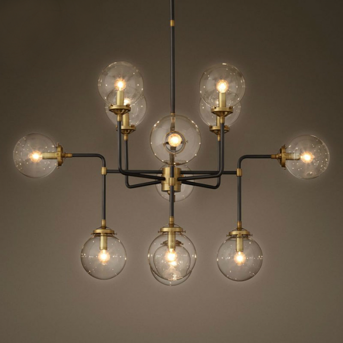 Люстра Bistro Globe Clear Glass Chandelier 12 Черный Люстра Bistro Globe Clear Glass Chandelier 12 Черный в Рязани | Loft Concept