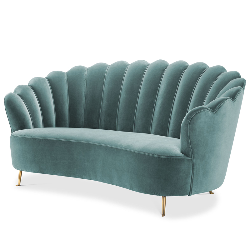 Диван Eichholtz Sofa Messina Turquoise Бирюзовый Латунь Диван Eichholtz Sofa Messina Turquoise Бирюзовый Латунь в Рязани | Loft Concept