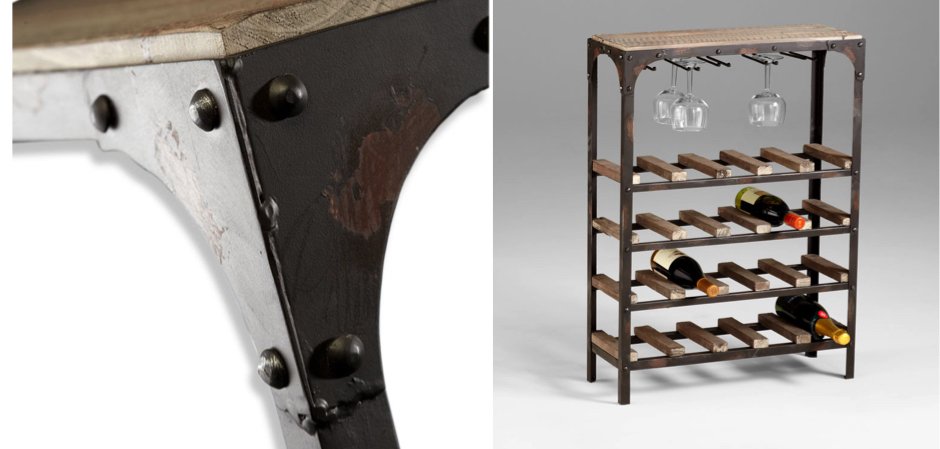 Стеллаж Industrial Metal Rust Console Wine Rack Стеллаж Industrial Metal Rust Console Wine Rack - Loft-Concept в Рязани