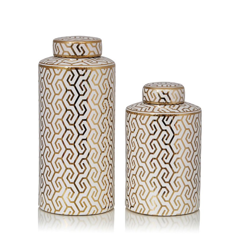 Ваза Vase Geometry white and gold Белый Золотой Ваза Vase Geometry white and gold Белый Золотой в Рязани | Loft Concept
