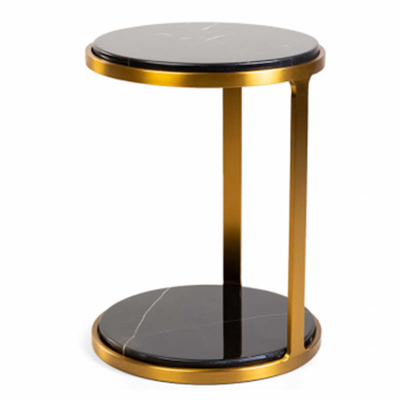 Приставной стол Viorel Marble Side Table Черный Мрамор Nero Глянцевое золото Приставной стол Viorel Marble Side Table Черный Мрамор Nero Глянцевое золото в Рязани | Loft Concept