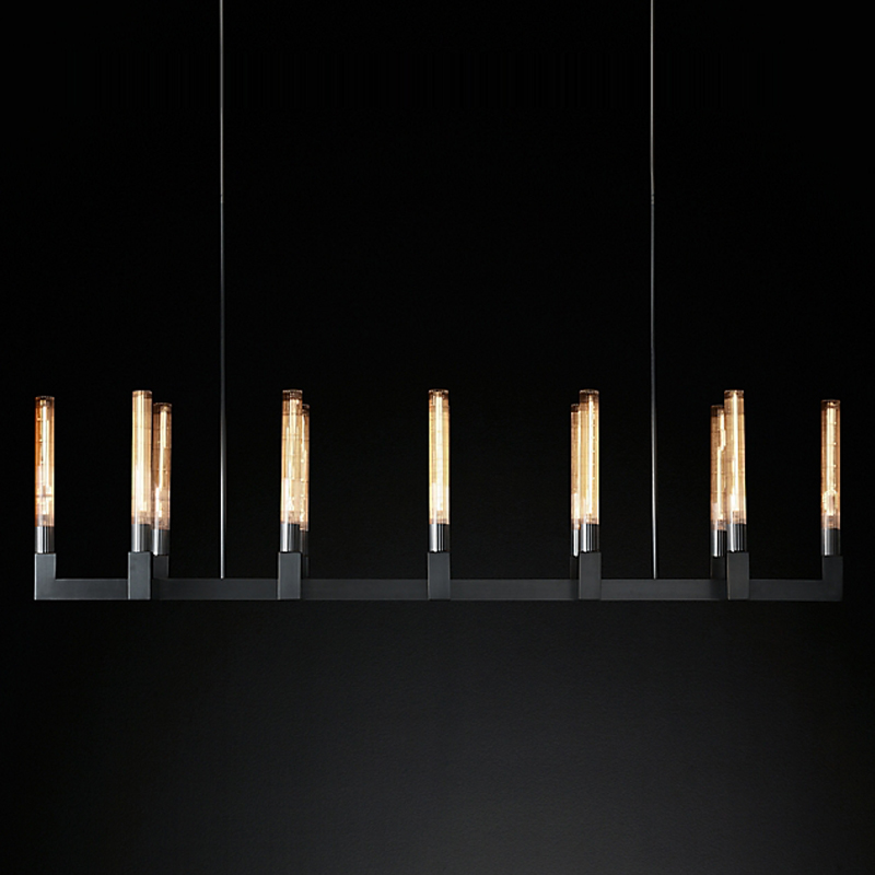 Люстра RH CANELLE Linear Chandelier 12 Modern Black Черный матовый Люстра RH CANELLE Linear Chandelier 12 Modern Black Черный матовый в Рязани | Loft Concept