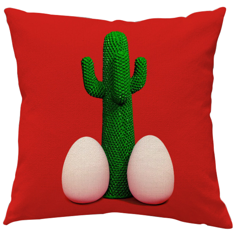 Декоративная подушка Seletti Cushion God Cactus Красный Зеленый Белый Декоративная подушка Seletti Cushion God Cactus Красный Зеленый Белый в Рязани | Loft Concept