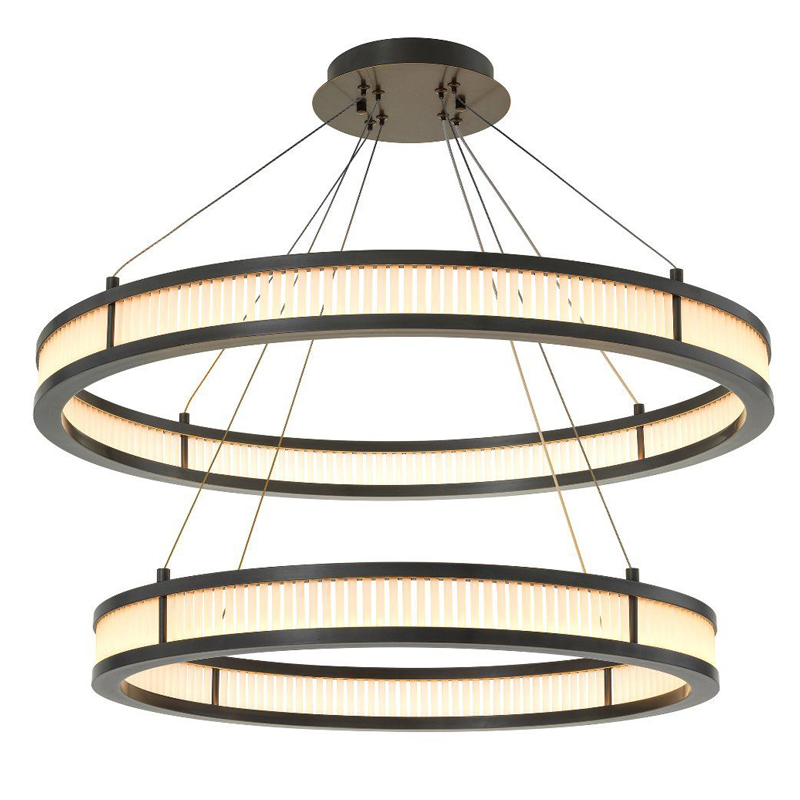 Люстра Eichholtz Chandelier Damien Double Bronze Темная бронза Белое матовое стекло Люстра Eichholtz Chandelier Damien Double Bronze Темная бронза Белое матовое стекло в Рязани | Loft Concept