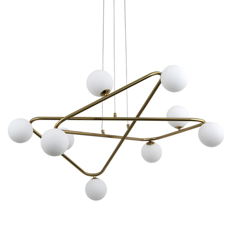 Люстра Curve Brass с Белым Плафоном Латунь Люстра Curve Brass с Белым Плафоном Латунь в Рязани | Loft Concept