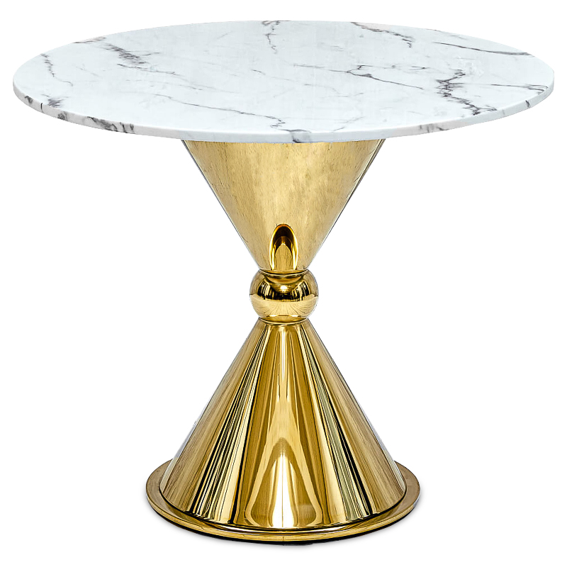 Обеденный стол Furness Dining Table Глянцевое золото Белый Мрамор Bianco Обеденный стол Furness Dining Table Глянцевое золото Белый Мрамор Bianco в Рязани | Loft Concept