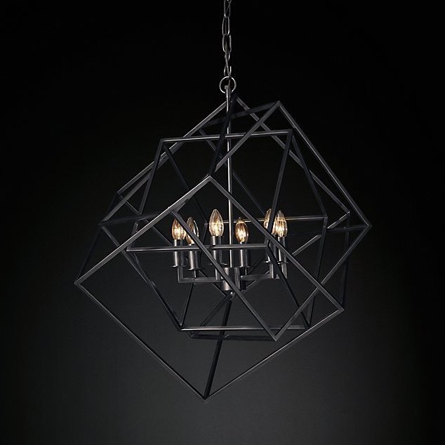 Люстра RH Caged Cubist Pendant black Черный Люстра RH Caged Cubist Pendant black Черный в Рязани | Loft Concept