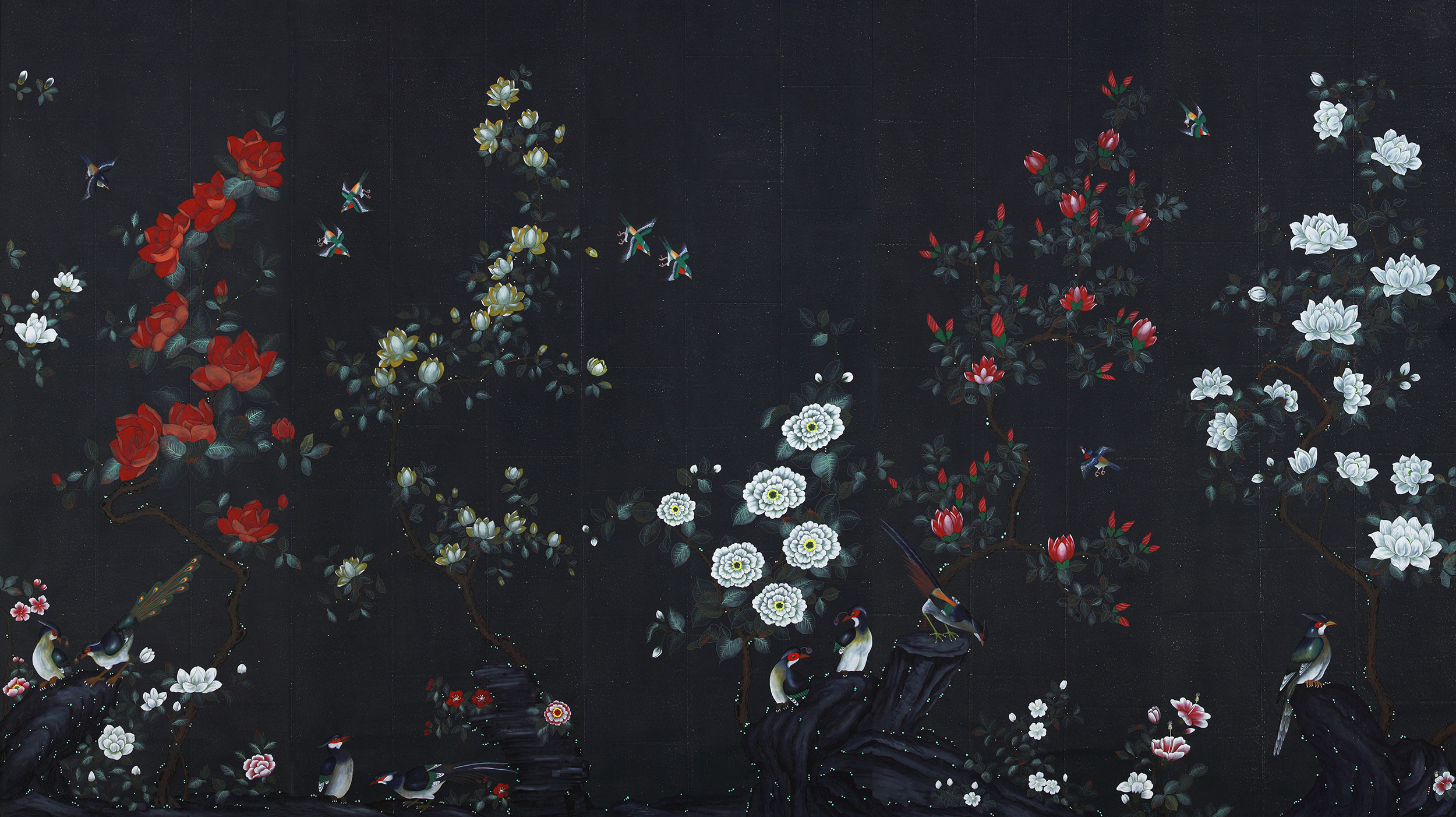 Обои шинуазри Japanese Garden Original colourway on Pitch India tea paper Обои шинуазри Japanese Garden Original colourway on Pitch India tea paper - постер Loft-Concept в Рязани
