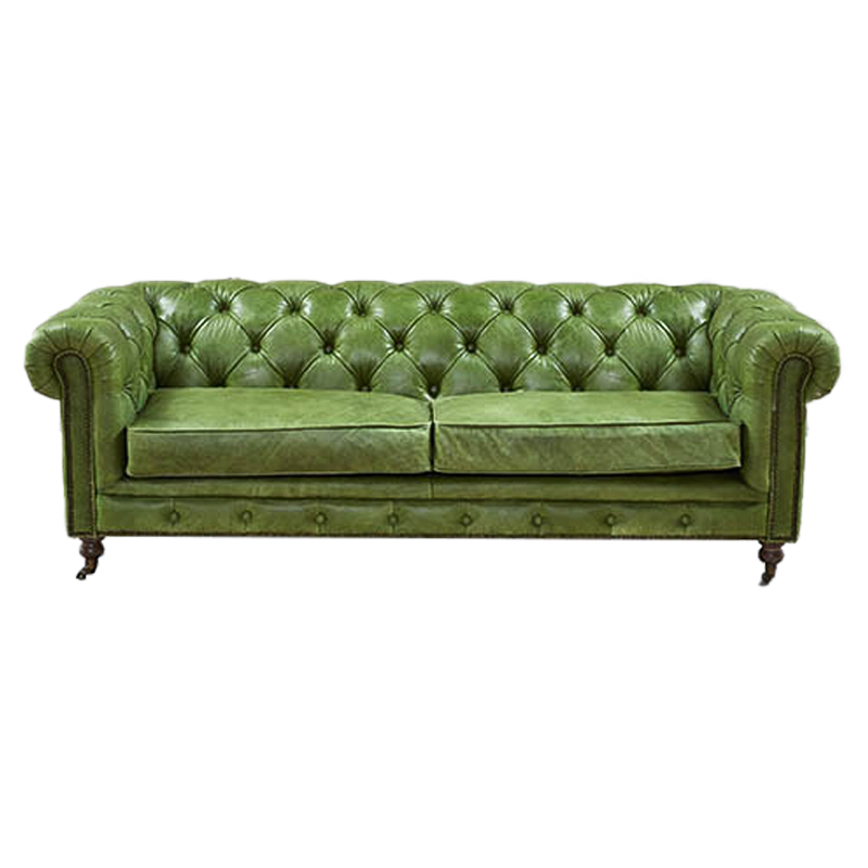 Диван Chesterfield leather Sofa green Зеленый Диван Chesterfield leather Sofa green Зеленый в Рязани | Loft Concept