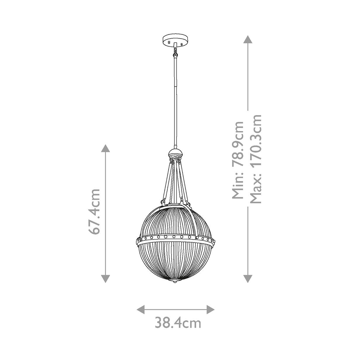 Подвесной светильник с рифленым стеклянным плафоном в форме шара Kichler в Рязани