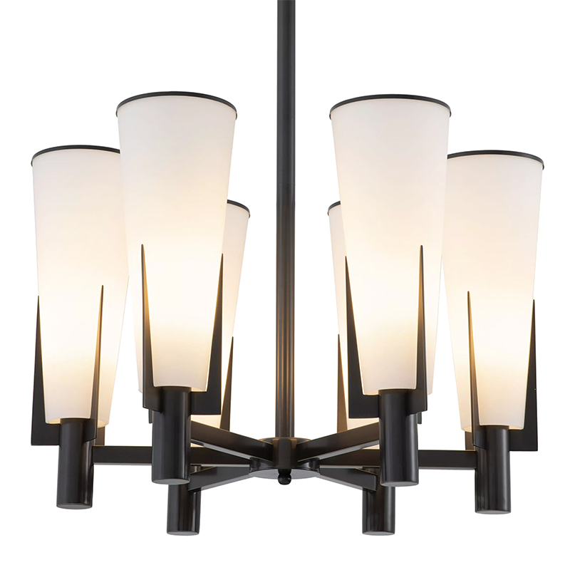 Люстра Eichholtz Chandelier Dino Bronze Белое матовое стекло Черный Темная бронза Люстра Eichholtz Chandelier Dino Bronze Белое матовое стекло Черный Темная бронза в Рязани | Loft Concept