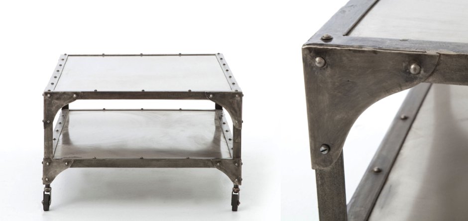 Кофейный стол Industrial Steampunk Nickel Coffee Table Кофейный стол Industrial Steampunk Nickel Coffee Table - Loft-Concept в Рязани