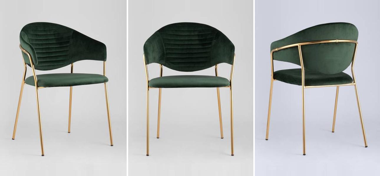 Стул Alexis Chair Пыльно-Зеленый цвет Золотые ножки - фото