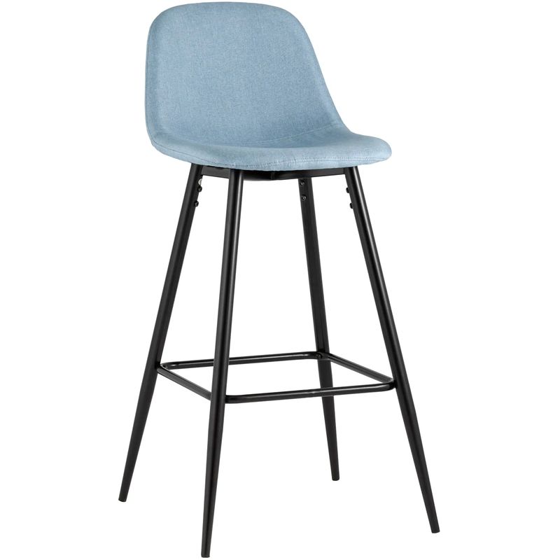 Барный Стул Archie Chair Голубая Рогожка Голубой Черный в Рязани | Loft Concept 