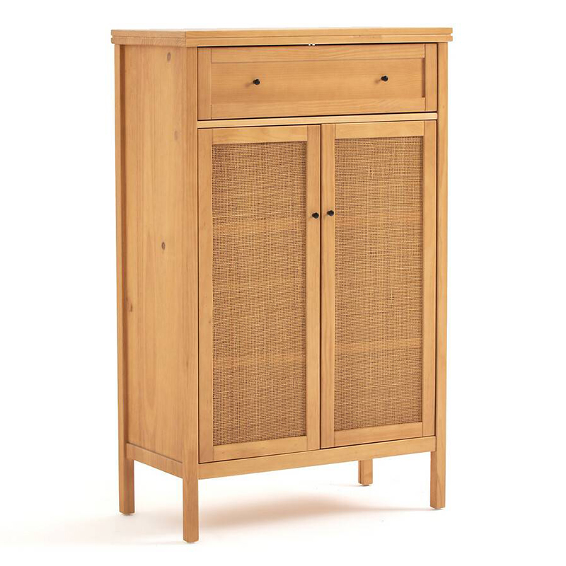 Комод в скандинавском стиле с плетеными дверцами Niels Wicker 3 drawers Светлый дуб Комод в скандинавском стиле с плетеными дверцами Niels Wicker 3 drawers Светлый дуб в Рязани | Loft Concept