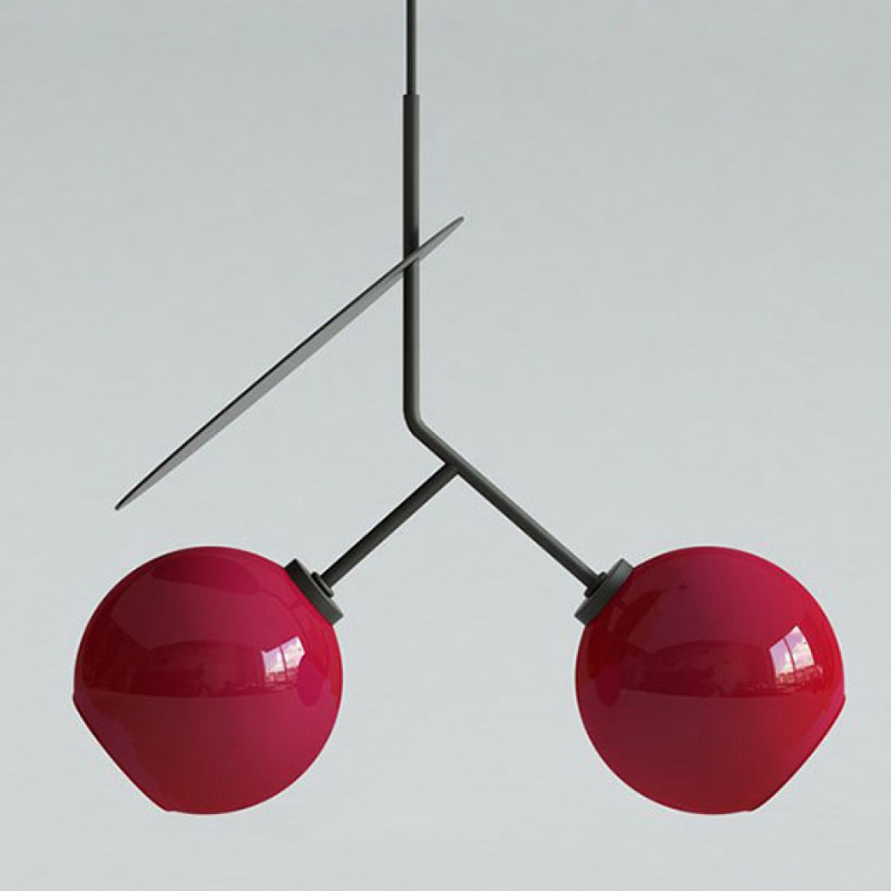 Подвесной светильник Cherry Pendant Double Red Красный Черный в Рязани | Loft Concept 