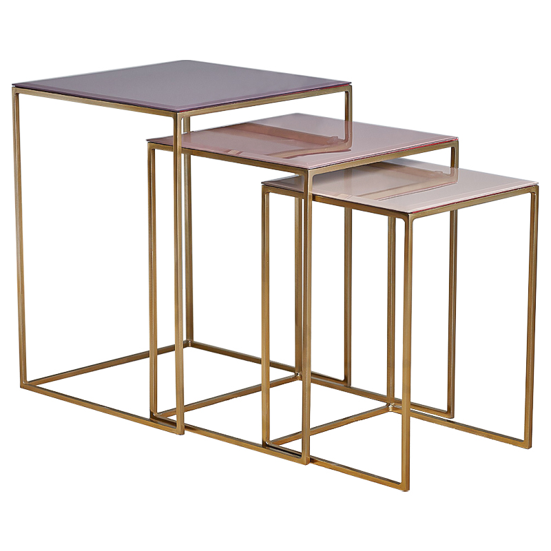 Комплект столиков Corbin Side Tables Золотой Розовый пастельный Дымчатая Роза Комплект столиков Corbin Side Tables Золотой Розовый пастельный Дымчатая Роза в Рязани | Loft Concept