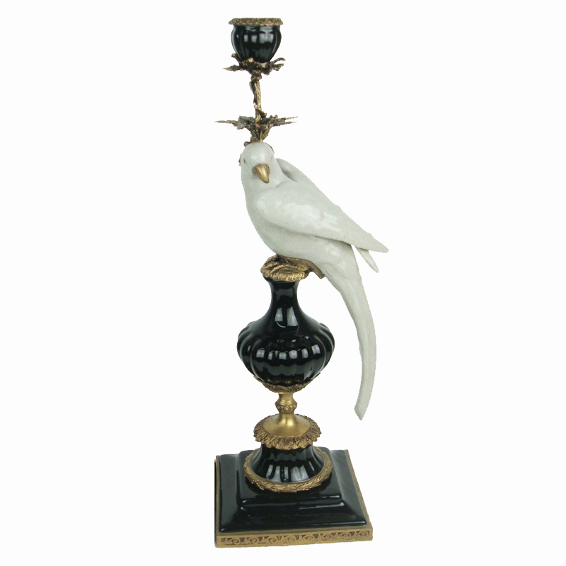 Подсвечник White Parrot Бронза Белый Черный Подсвечник White Parrot Бронза Белый Черный в Рязани | Loft Concept
