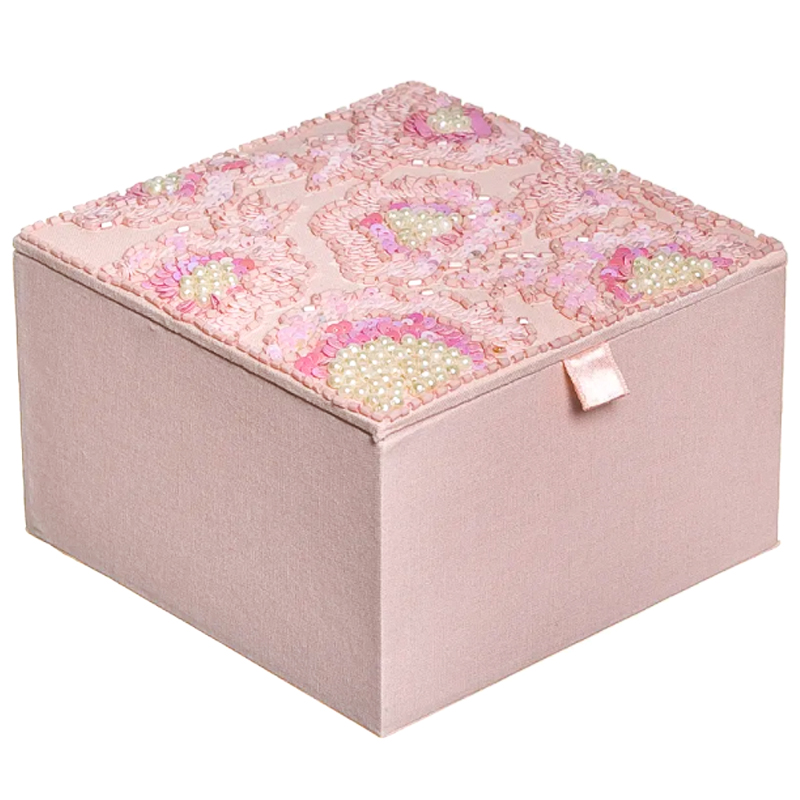 Шкатулка с вышивкой из бисера Fleur Beads Embroidery Box Розовый Шкатулка с вышивкой из бисера Fleur Beads Embroidery Box Розовый в Рязани | Loft Concept