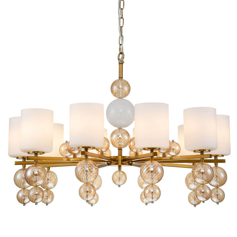 Люстра Blown Glass Balloons Chandelier 10 Латунь Белый Янтарный Люстра Blown Glass Balloons Chandelier 10 Латунь Белый Янтарный в Рязани | Loft Concept