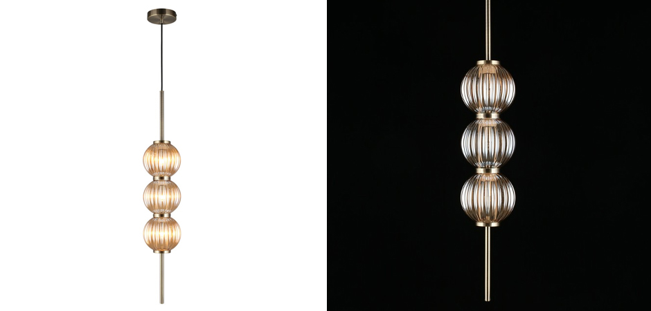 Подвесной светильник Shell Beads с янтарным стеклом Подвесной светильник Shell Beads с янтарным стеклом - Loft-Concept в Рязани