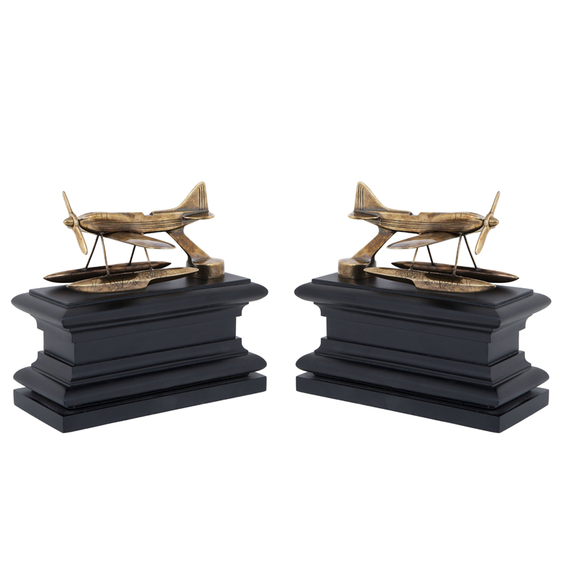 Держатель для книг Eichholtz Bookend Hydroplane set of 2 brass Латунь Античная полированная Черный Держатель для книг Eichholtz Bookend Hydroplane set of 2 brass Латунь Античная полированная Черный в Рязани | Loft Concept