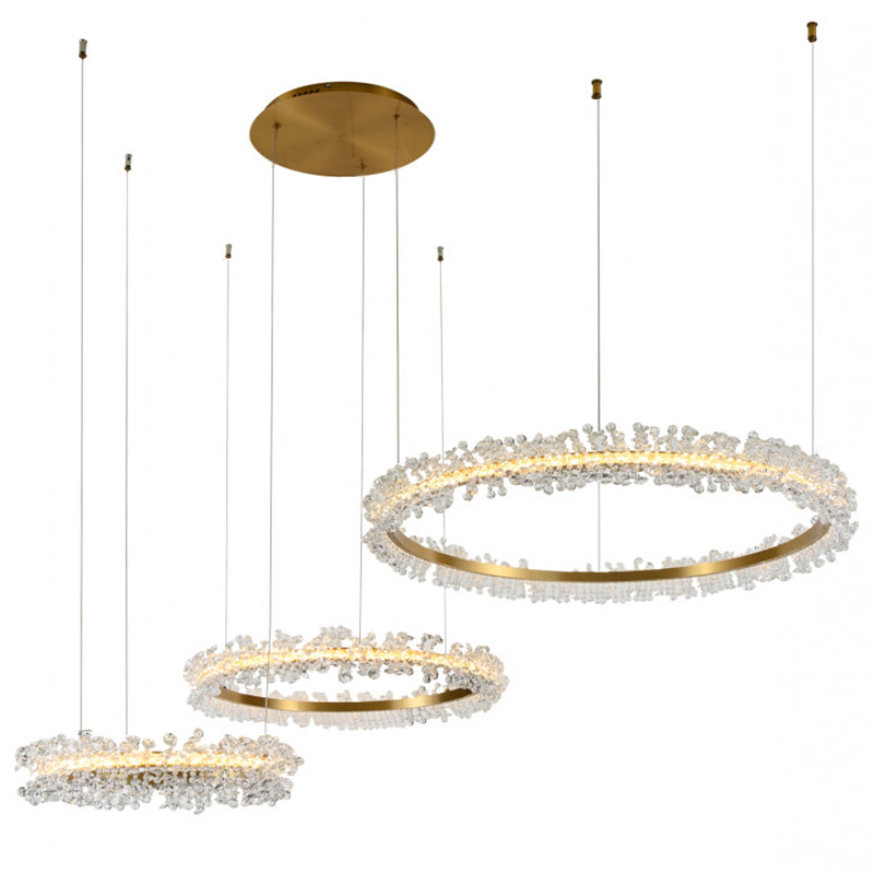 Люстра Crystal round chandelier 3 кольца Латунь Прозрачный Латунь Люстра Crystal round chandelier 3 кольца Латунь Прозрачный Латунь в Рязани | Loft Concept