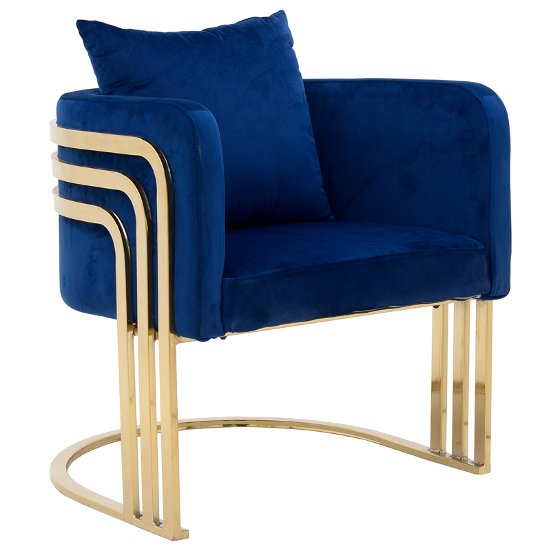 Кресло Custodia Armchair Blue Синий Глянцевое золото Кресло Custodia Armchair Blue Синий Глянцевое золото в Рязани | Loft Concept